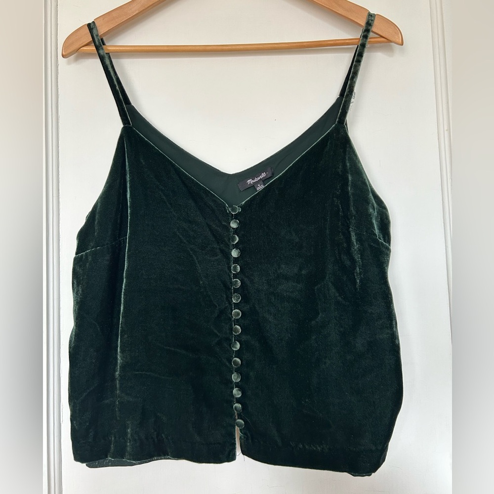 Madewell Green Velvet Button Tank